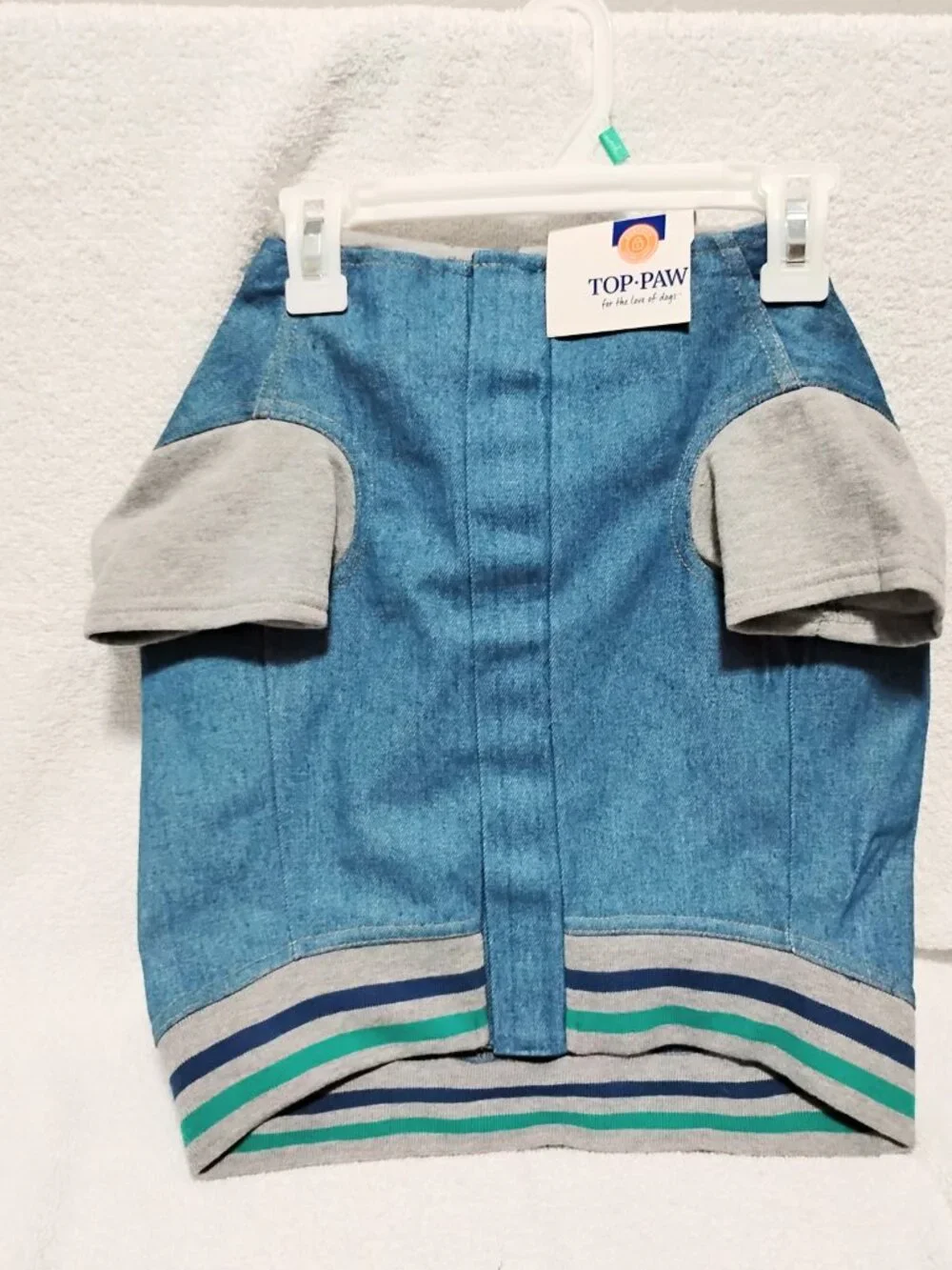 NEW!! Top Paw Dog Denim Jacket/Hoodie Jersey Hood Blue Coat Size Large